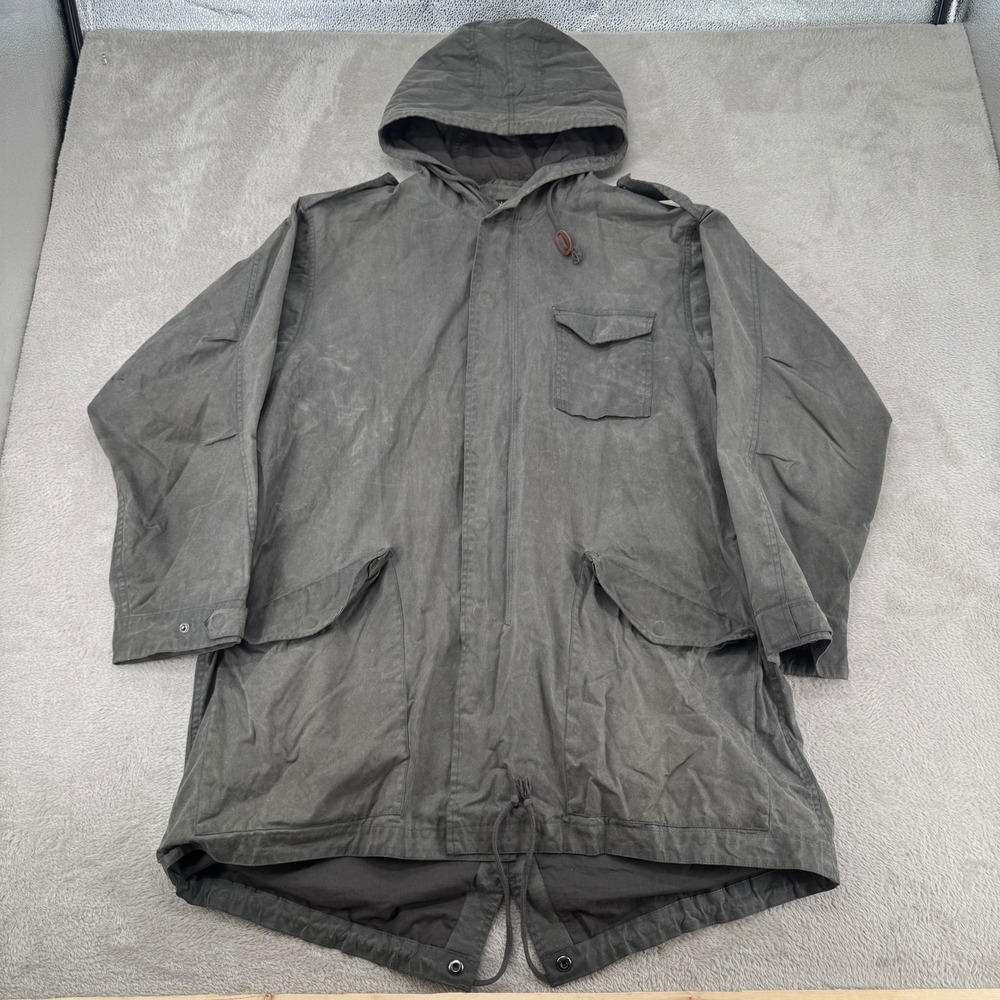 Steven Alan Mens Fishtail Parka Jacket Large Grey Preowned Stains